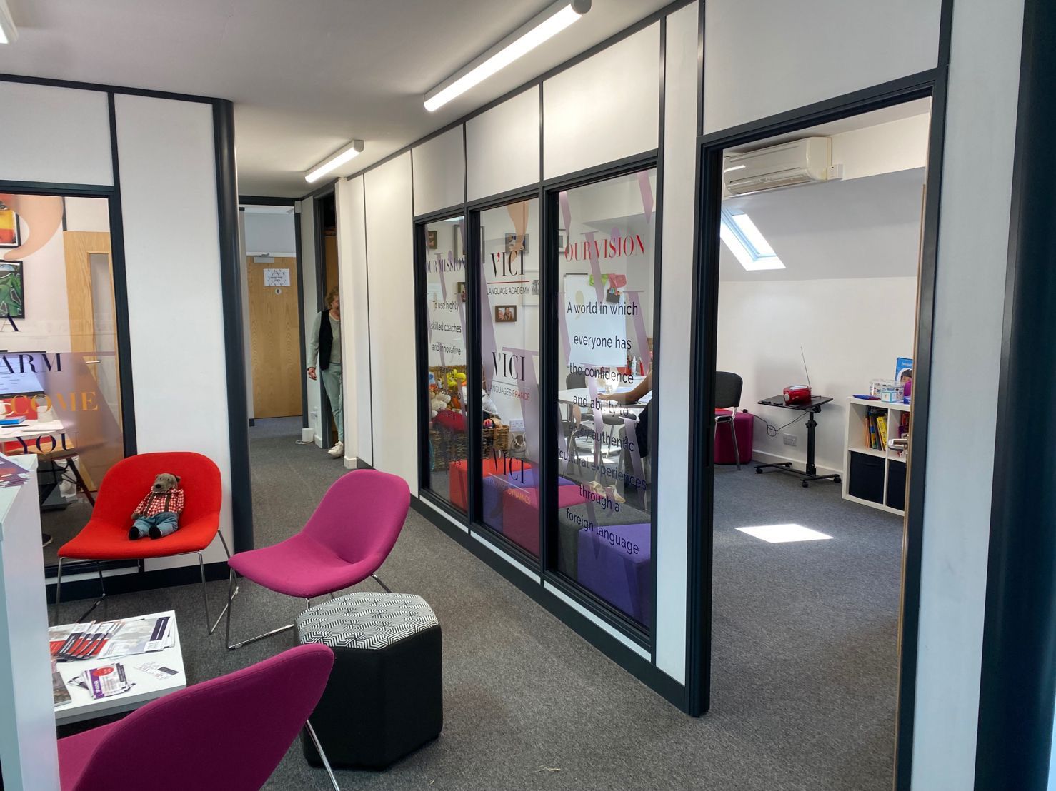 Inside the VICI Academy Looking inside a classroom at the VICI Academy